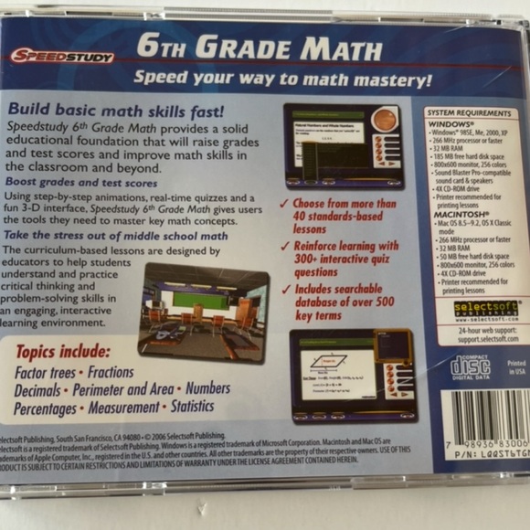 Speedstudy 6th Grade Math CD-ROM Learning Disc - Picture 3 of 3